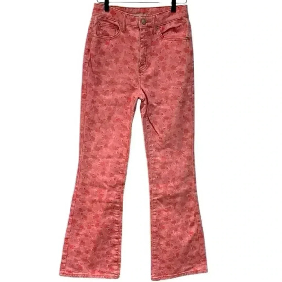BDG Urban‎ Outfitters Pink Floral High Rise Flare Jeans Size 25 - Picture 1 of 4